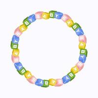 Circular wreath of cubes with letters baby on white background, illustration vector