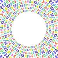 Background with painted multicolored numbers arranged in a circle, illustration vector