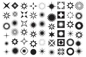 Starburst and Sunburst Icons Set Black Shapes Collection vector