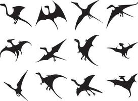 Set of pterosaurs silhouette vector