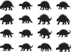 Set of ankylosaurus silhouette vector