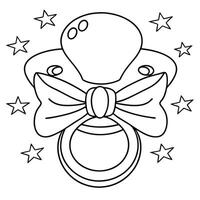 Adorable Baby Pacifier with Bow and Stars vector