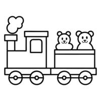 Train with Teddy Bear and Bunny vector