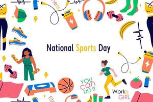 National sports day background with elements in flat style vector