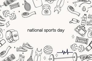 National Sports Day background with outline elements vector