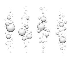 Water bubbles. Realistic fizzing underwater air bubbles popping up, fizzy drink or soda pop, sparkling water texture, effervescent drink. isolated set vector