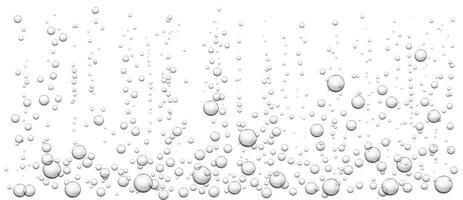 Underwater bubbles. Realistic fizzing air bubbles popping up, fizzy drink or soda pop, sparkling water texture. isolated set on transparent background vector