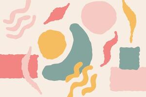 Trendy organic soft shapes retro colors abstract background vector
