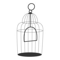Modern Minimalist Wire Birdcage with Swing in an Unconventional Shape on a White Background vector