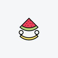 Watermelon slice icon design and smile shape. vector