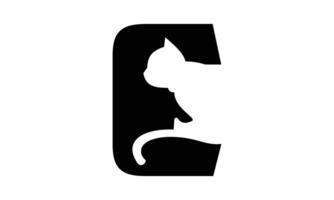 C Shaped Cat Logo Minimalist Feline Monogram Design vector
