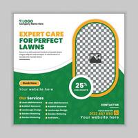 Yard Cleaning and Landscaping Solutions Square Social Media Post Design Template vector