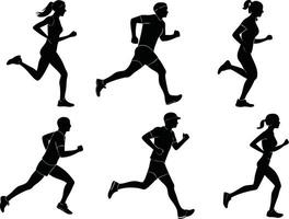 Silhouettes of people running design vector