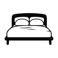 Bed icon. two pillows and blanket. Black silhouette isolated on white background vector