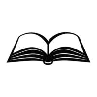 Open book icon. Black silhouette isolated on white background vector