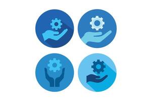 Flat design technical support icons with tools and gear, technical support icons, construction tools icons, repair service icons vector