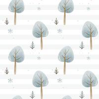 Wintertime forest backgrounds. Winter seamless pattern with snowy trees. Christmas pattern. Cute watercolor trees. vector