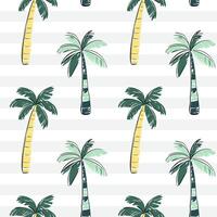 Seamless pattern with palm trees with black outline. Tropical backckground. Sketch, line art drawing style. vector