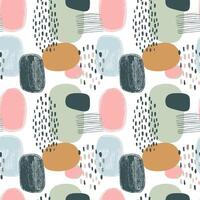 Geometric abstract background. Hand drawn backgrounds in pastel colors. Seamless pattern with simple doodle shapes. vector
