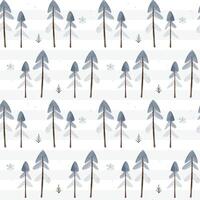 Cute watercolor fir trees. Winter seamless pattern with snowy trees. Christmas pattern. Wintertime backgrounds. vector