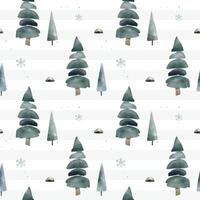Wintertime backgrounds. Winter seamless pattern with snowy trees. Christmas pattern. Cute watercolor fir trees. vector