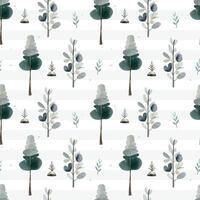 Seamless pattern with forest trees. Cute watercolor trees. Woodland pattern. Pine backgrounds. vector