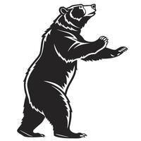 Silhouette of Bear Standing Upright Arms Raised in Majestic Wildlife Pose vector