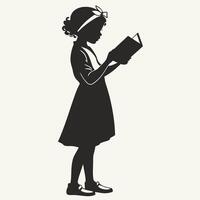 Minimalist Silhouette of a Young Student Reading a Book with Full Concentration vector