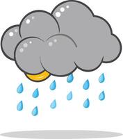 Stylized Cartoon Style Illustration of a Rainy Sky with Playful Clouds and Falling Drops vector