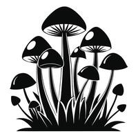 Stylized Mushroom Illustration Black and White Minimalist for Rustic and Garden Projects vector