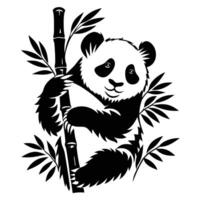 Striking Panda Illustration in Monochrome Featuring Cute Pose and Strong Contrast vector