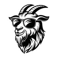 High Contrast Goat Head Graphic in Monochrome Featuring Sharp Details and Bold Lines vector