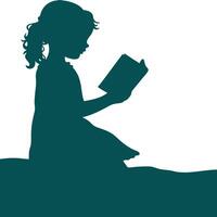 Silhouette of a Young Girl Standing Still While Reading a Book in Peaceful Focus vector