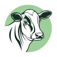Cow Head Silhouette Stylized Minimalist Illustration for Agricultural and Farm Art vector