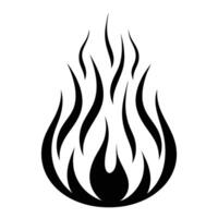 Stylized Black Flame Monochrome Tribal Icon with Flickering and Energetic Design vector