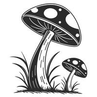 Black and White Mushroom Silhouette Simple and Clean Minimalist for Botanical and Fungi Designs vector