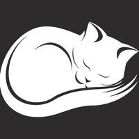 Stylized White Cat Sleeping Curled Design vector