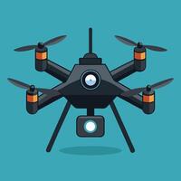Modern Black Quadcopter Drone with Camera vector