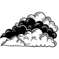 Black Silhouette of a Fluffy Voluminous Cloud Minimalist Weather and Sky Illustration vector