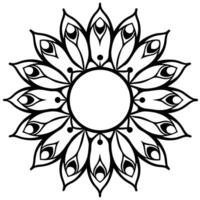 Black and White Circular Mandala with Bold Floral Geometry and Zentangle Style Symmetry for Meditative Abstract Designs vector