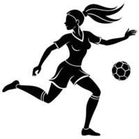 Dynamic Silhouette of a Female Soccer Player in Action vector
