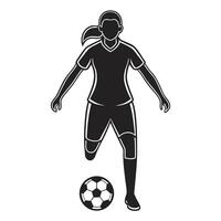 Silhouette of Female Soccer Player Kicking Ball vector