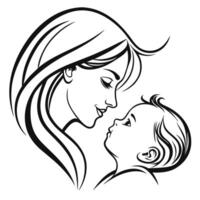Circular Illustration of Mother and Infant Bonding in Minimalist Style vector