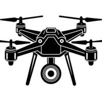 Black and White Drone Icon with Camera vector