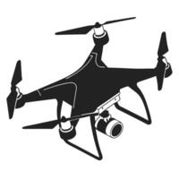 Silhouette of Quadcopter Drone with Four Spinning Propellers in Flight vector