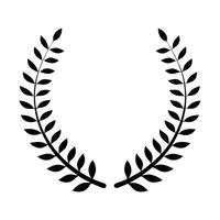 Elegant Symmetrical Wreath of Laurel Branches in Monochrome Silhouette Design vector