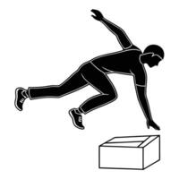 Silhouette of a Man Performing a Box Jump Exercise vector