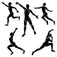 Silhouette Illustrations of Athletes in Various Running Poses vector