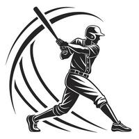 Baseball Player Swinging Bat Dynamic Action Pose vector