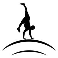 Silhouette of a Man Performing a Handstand on a Curve vector